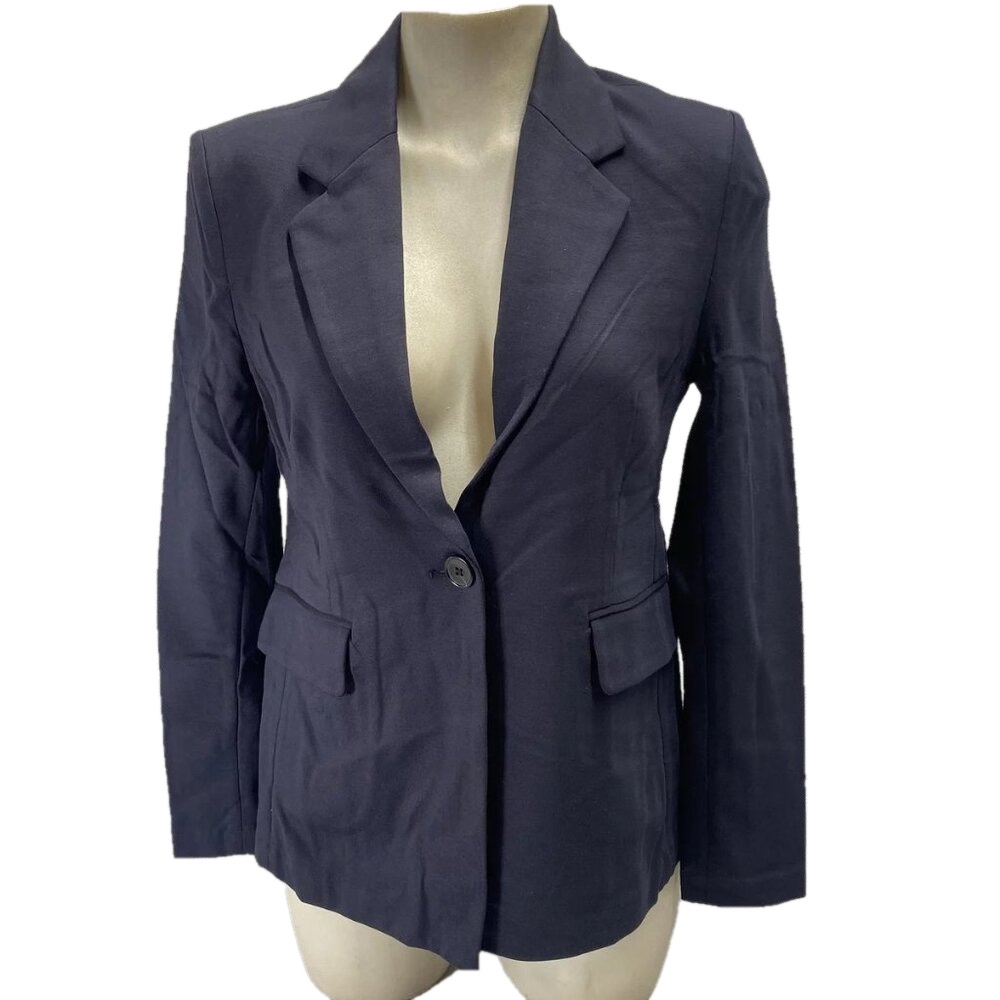NEW PATRICK ASSARAF Womens Ponte Single Breasted Blazer Size S Dark Navy